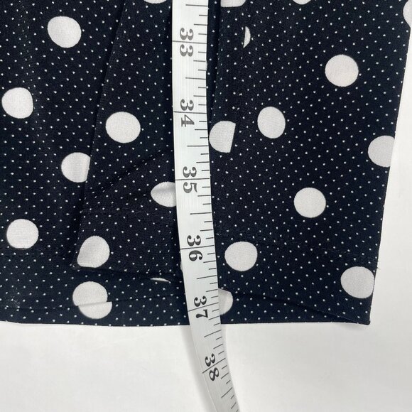Dress Barn Vintage Black White Polka Dot Ruched Waist Cap Sleeve Midi Dress Sz 4 - Picture 9 of 13